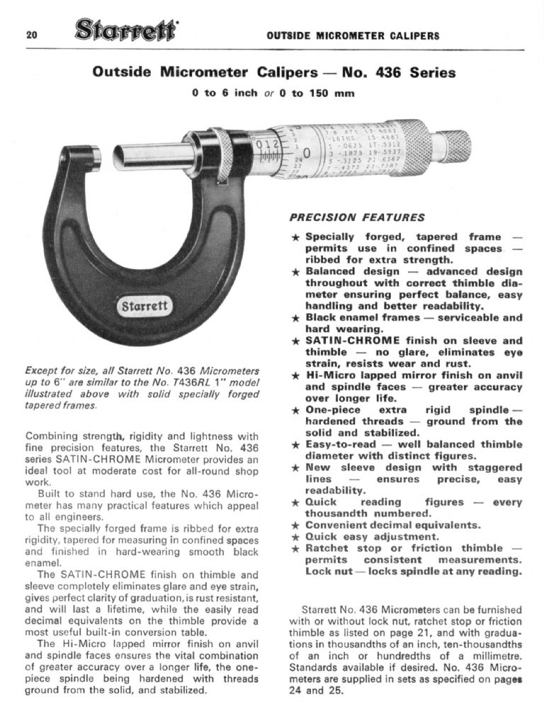 Starrett micrometer identity Model Engineer & Model Engineers